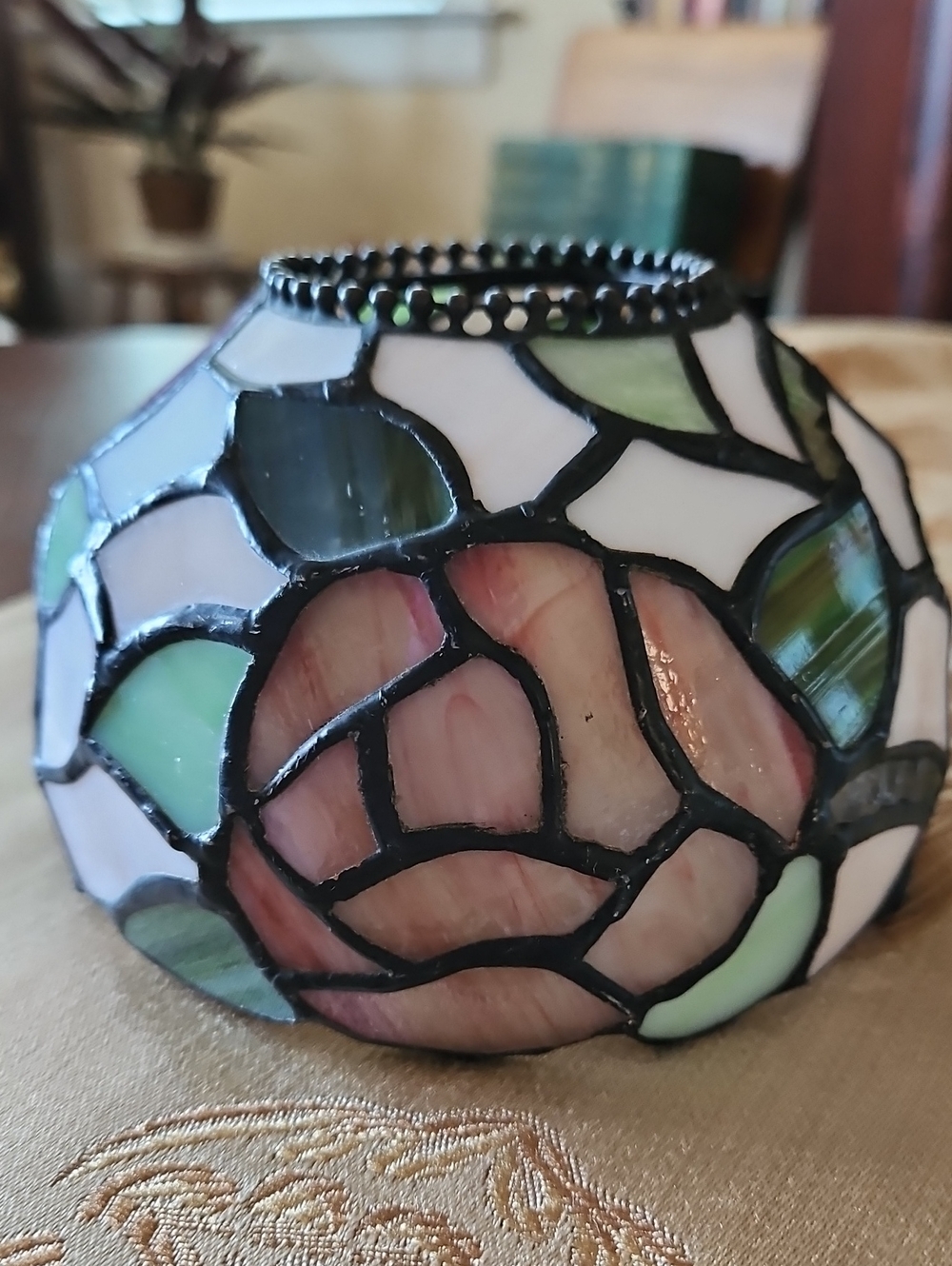 Handmade Tiffany Style Stained Glass Rose Mini Lampshade